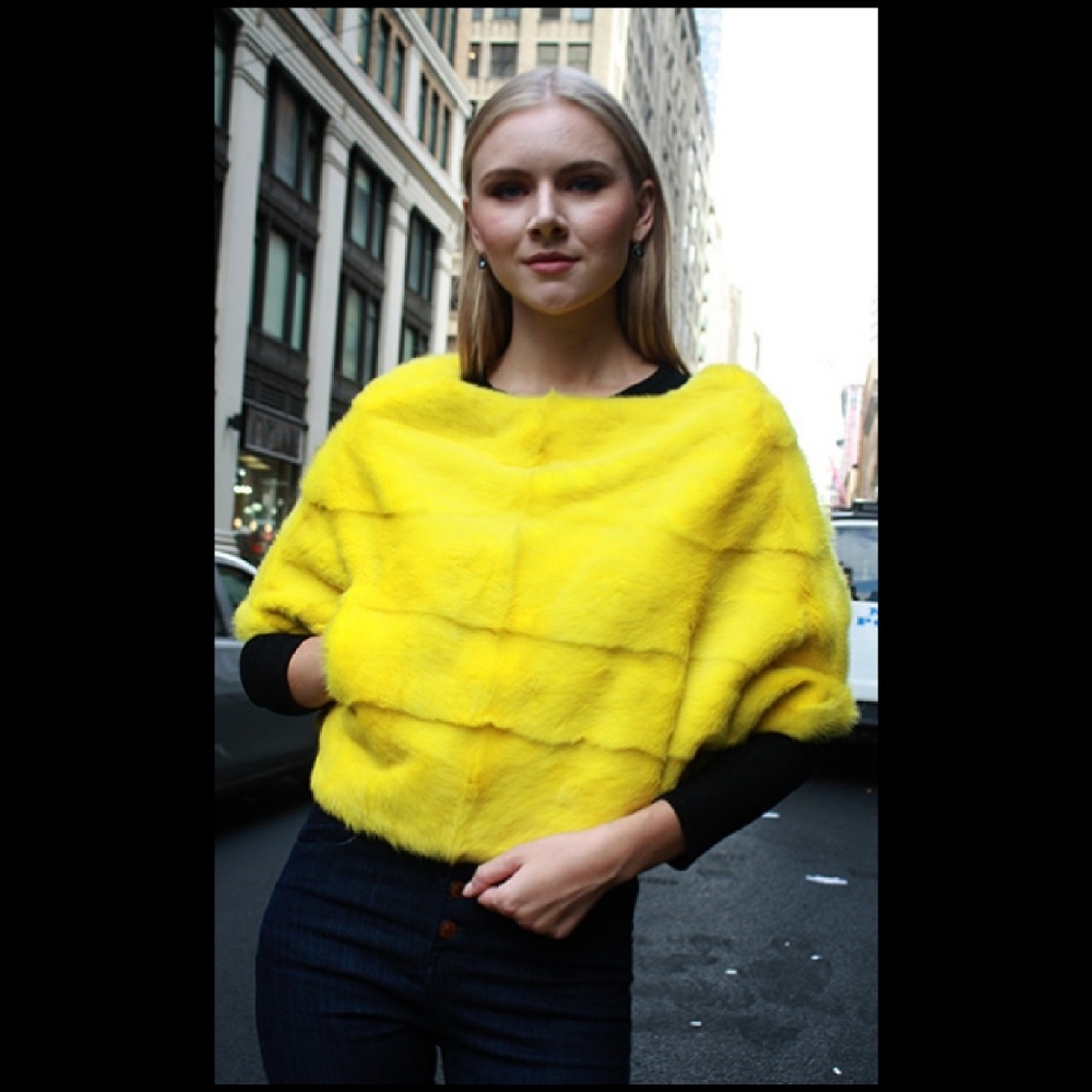 Yellow Mink Fur Capelet